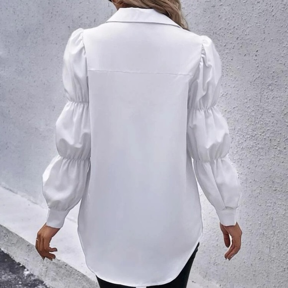 Nwt, Lavishly Paris Women’s Elegantly Casual Puffed Sleeved Button Down Blouse. - Picture 3 of 12